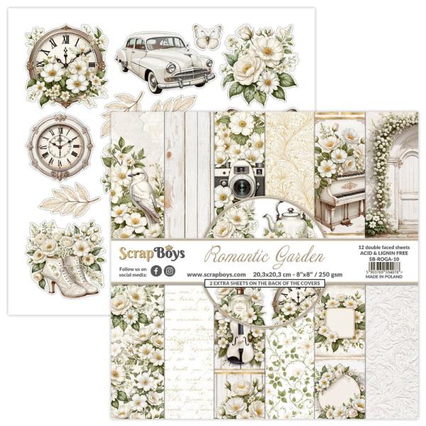 ScrapBoys - Designpapier "Romantic Garden" Paper Pack 8x8 Inch - 12 Bogen