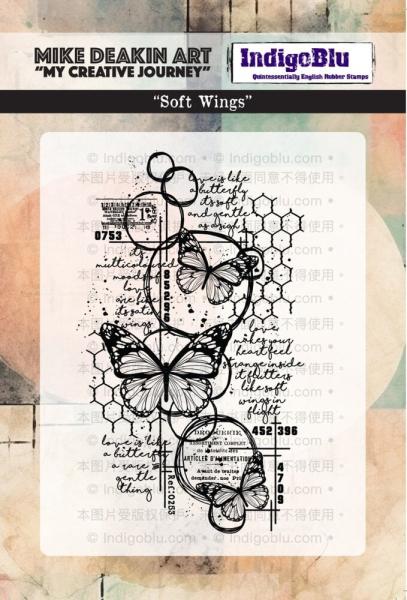 IndigoBlu - Gummistempel "Soft Wings" A6 Rubber Stamp