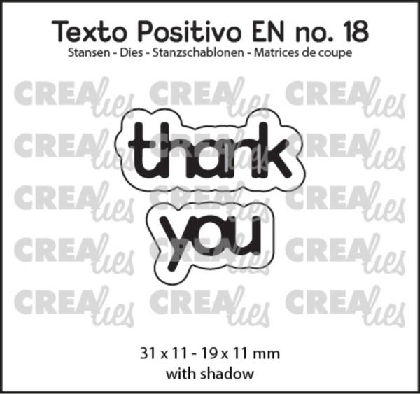 Crealies - Stanzschablone "Thank You" Texto Positivo Dies