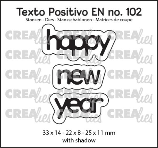 Crealies - Stanzschablone "Happy New Year" Texto Positivo Dies