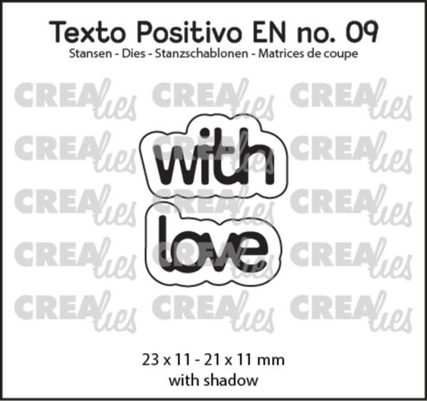 Crealies - Stanzschablone "With Love" Texto Positivo Dies