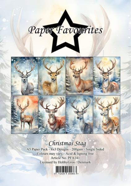 Paper Favourites - Designpapier "Christmas Stag" Paper Pack A5 - 24 Bogen