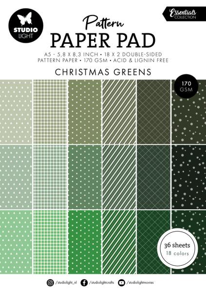 Studio Light - Designpapier "Christmas Greens" Paper Pad A5 - 36 Bogen