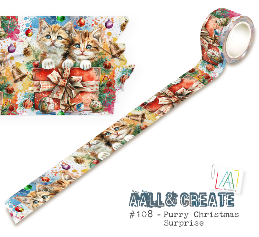 AALL and Create "Purry Christmas Surprise" Washi Tape 25 mm