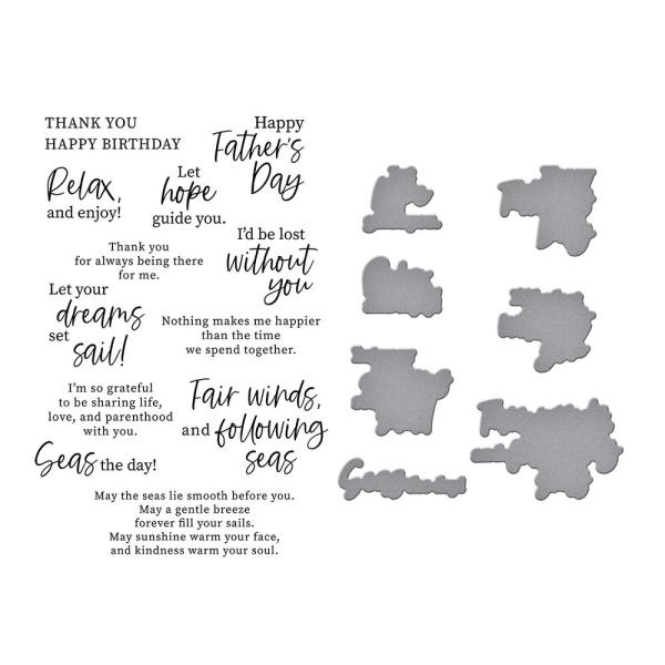 Spellbinders - Stempelset & Stanzschablone "Fair Winds Sentiments" Clear Stamps & Dies