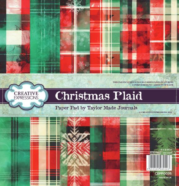 Creative Expressions - Designpapier "Christmas Plaid" Paper Pack 8x8 Inch - 24 Bogen  