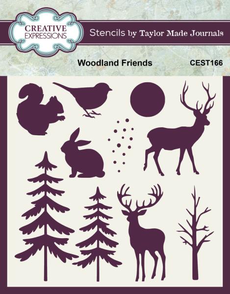 Creative Expressions - Schablone 6x8 Inch "Woodland Friends" Stencil Design by Taylor Made Journals