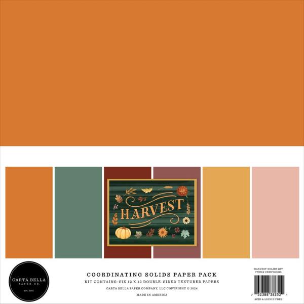 Carta Bella - Cardstock "Harvest" Coordinating Solids Paper Pack 12x12 Inch - 6 Bogen