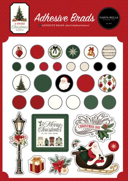 Carta Bella - Adhesive Brads "A Vintage Christmas"