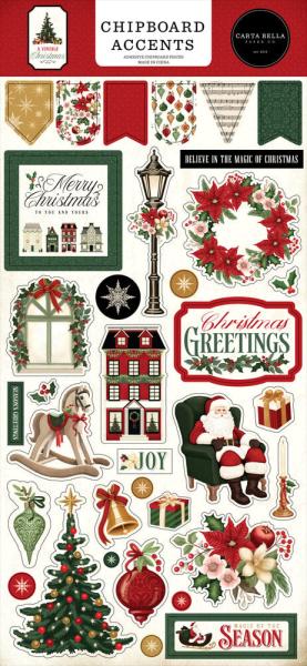 Carta Bella - Chipboard Sticker 6x13 Inch "A Vintage Christmas "