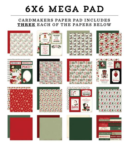 Carta Bella - Designpapier "A Vintage Christmas" Cardmakers Mega Pad 6x6 Inch - 48 Bogen