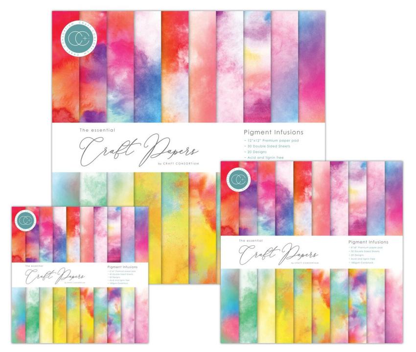 Craft Consortium - Designpapier "Pigment Infusions" Paper Pad 12x12 Inch - 30 Bogen