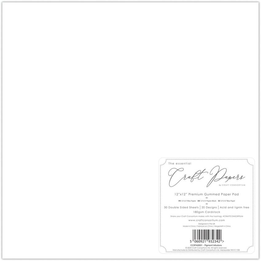 Craft Consortium - Designpapier "Pigment Infusions" Paper Pad 12x12 Inch - 30 Bogen