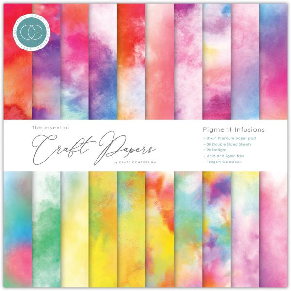 Craft Consortium - Designpapier "Pigment Infusions" Paper Pad 8x8 Inch - 30 Bogen