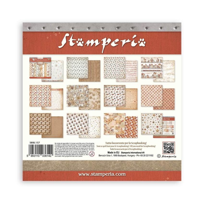 Stamperia - Designpapier "Gear up for Christmas" Maxi Paper Pack 12x12 Inch - 10 Bogen