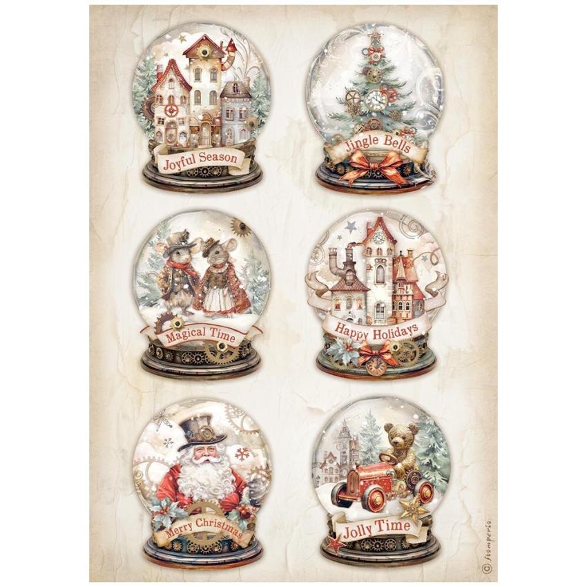 Stamperia - Decopatch Papier "Snowglobes" Decoupage A4 - 6 Bogen  