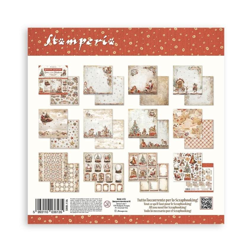 Stamperia - Designpapier "Gear up for Christmas" Paper Pack 12x12 Inch - 10 Bogen