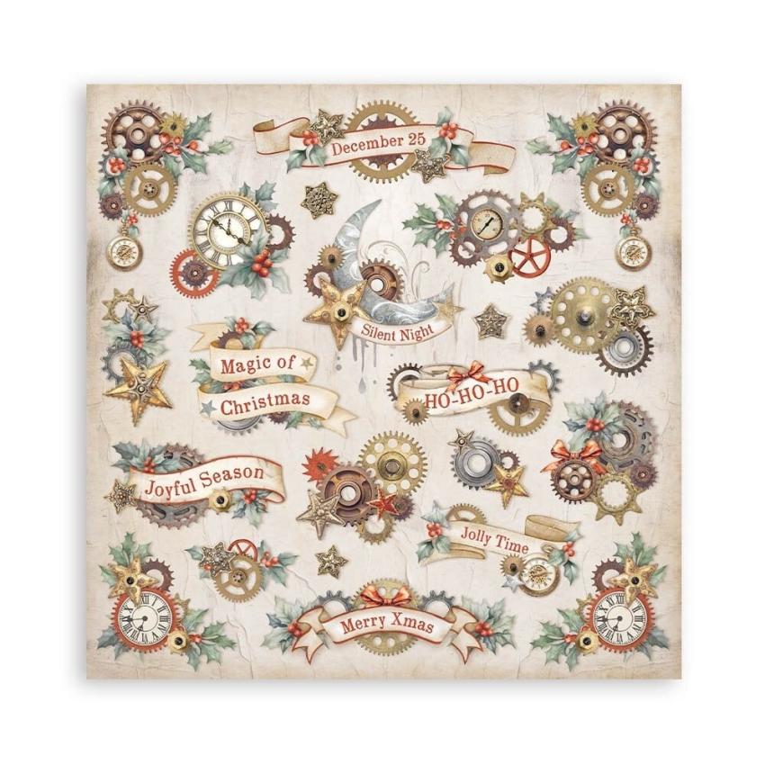 Stamperia - Designpapier "Gear up for Christmas" Paper Pack 12x12 Inch - 10 Bogen