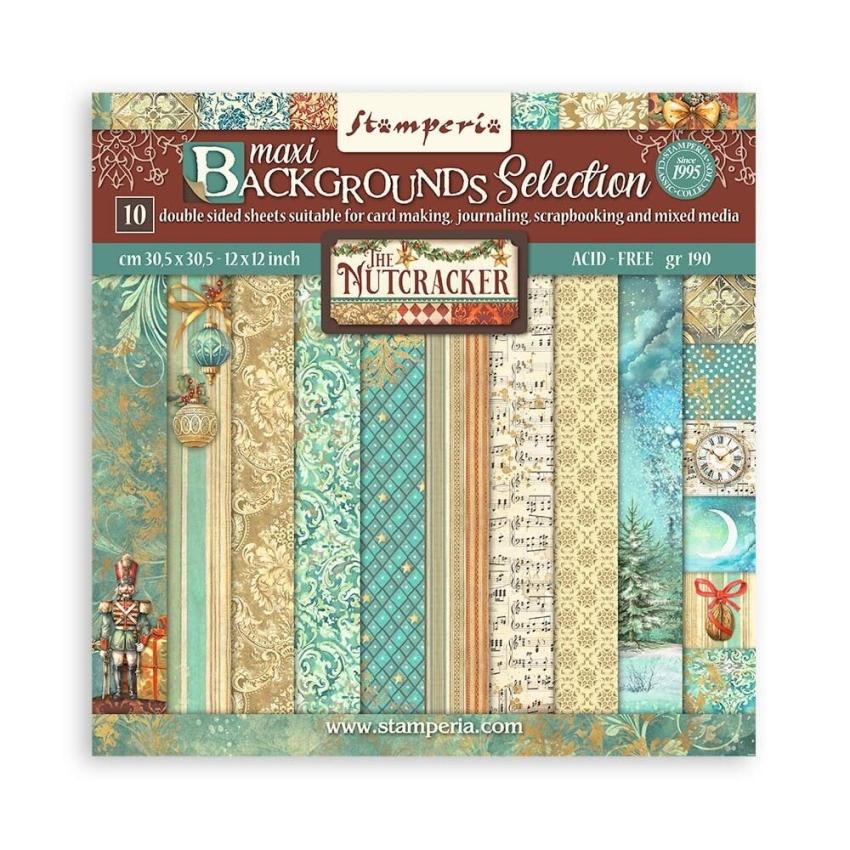 Stamperia - Designpapier "Background Selection" Maxi Paper Pack 12x12 Inch - 10 Bogen