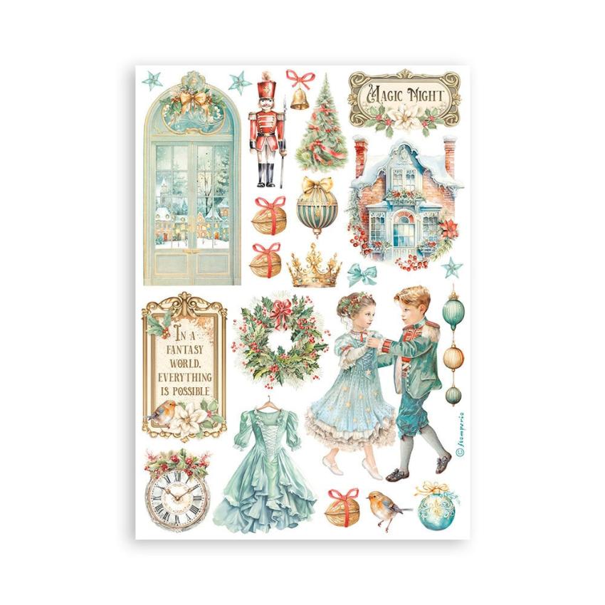 Stamperia - Washi Papier "The Nutcracker" Washi Pad 14,8x21cm - 8 Bogen