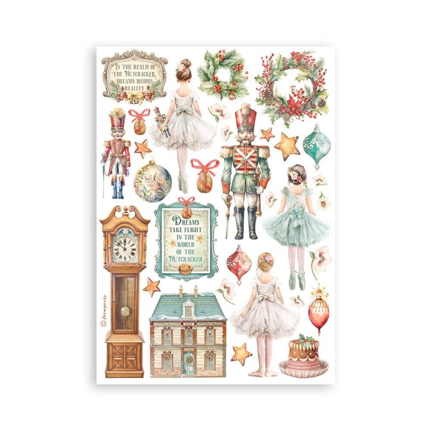 Stamperia - Washi Papier "The Nutcracker" Washi Pad 14,8x21cm - 8 Bogen