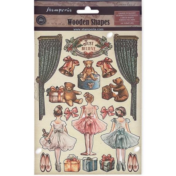 Stamperia - Holzteile A5 "Ballet and Teddy" Wooden Shapes