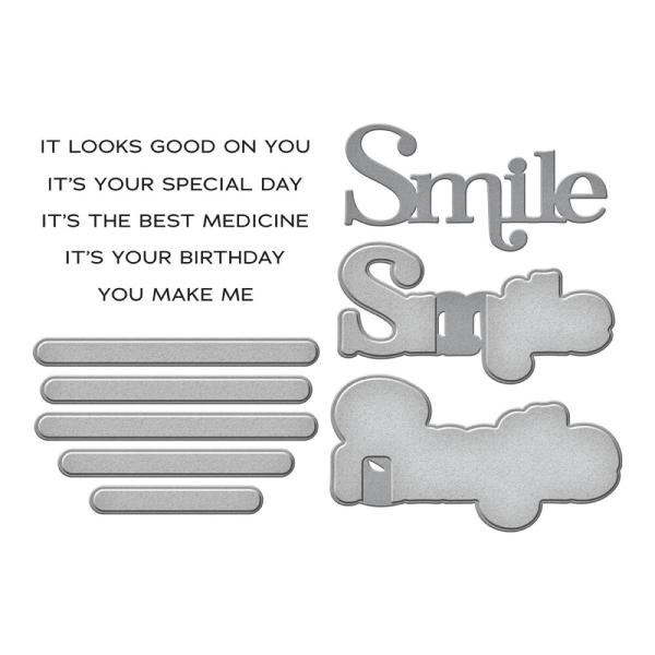 Spellbinders - Stempelset & Stanzschablone "You Make Me Smile Sentiments" Clear Stamps & Dies