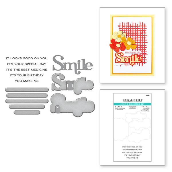 Spellbinders - Stempelset & Stanzschablone "You Make Me Smile Sentiments" Clear Stamps & Dies