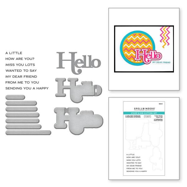 Spellbinders - Stempelset & Stanzschablone "A Little Hello Sentiments" Clear Stamps & Dies