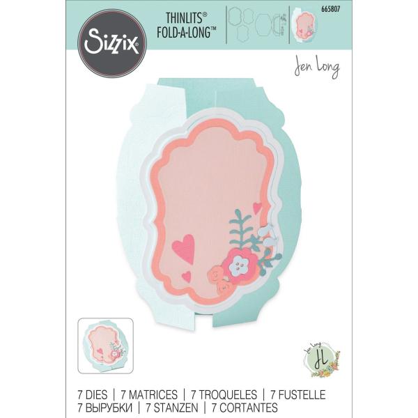 Sizzix - Stanzschablone "Card Label Fold-a-Long" Thinlits Craft Dies by Jen Long