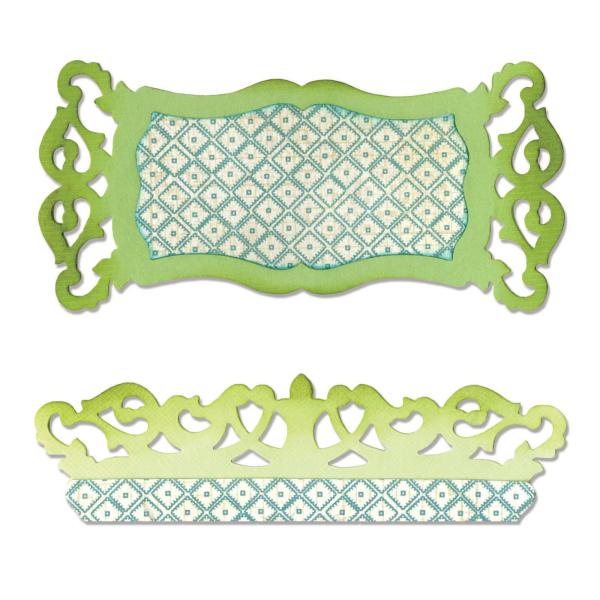 Sizzix - Stanzschablone "Label edge Scrollwork" Sizzlits Dies