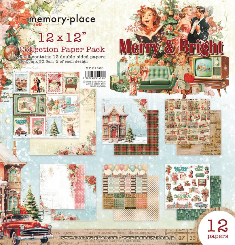 Memory Place - Designpapier "Merry & Bright" Paper Pack 12x12 Inch - 12 Bogen