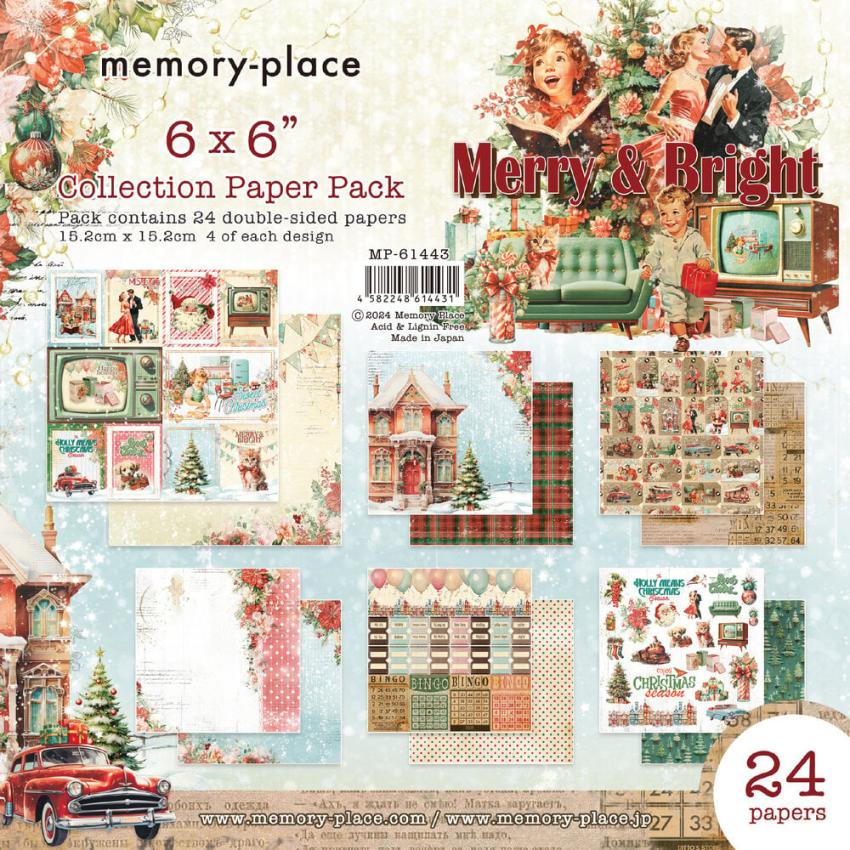 Memory Place - Designpapier "Merry & Bright" Paper Pack 6x6 Inch - 24 Bogen