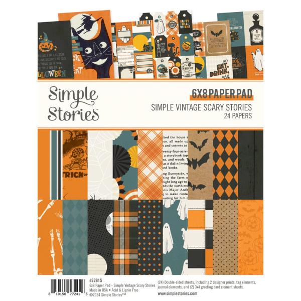 Simple Stories - Designpapier "Simple Vintage Scary Stories" Paper Pack 6x8 Inch - 24 Bogen