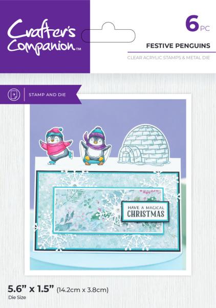 Crafters Companion - Stempelset & Stanzschablone "Festive Penguin" Stamp & Dies