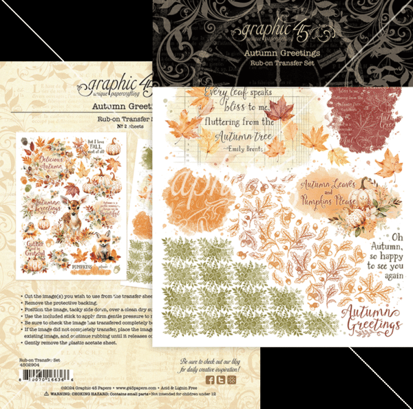 Graphic 45 - Transfer Aufkleber "Autumn Greetings" Rub-On