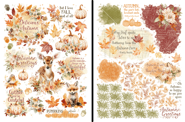 Graphic 45 - Transfer Aufkleber "Autumn Greetings" Rub-On