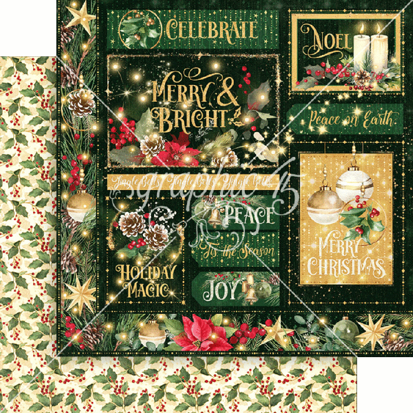 Graphic 45 - Designpapier "Merry & Bright" Collection Pack 12x12 Inch - 16 Bogen