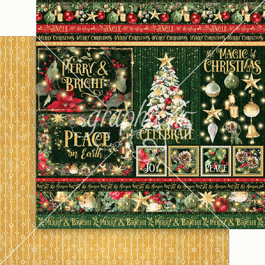 Graphic 45 - Designpapier "Merry & Bright" Collection Pack 12x12 Inch - 16 Bogen