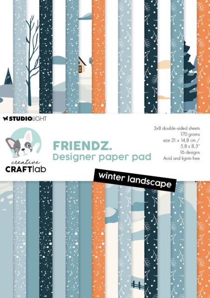 Creative Craft Lab - Studio Light - Friendz Designpapier "Winter Landscape " Paper Pack 21x14,8 cm - 36 Bogen