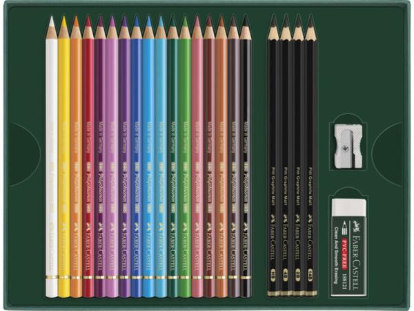 Faber Castell - Polychromos Colour Pensils & Pitt Graphite Matt Drawing Set 23-teilig