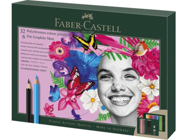 Faber Castell - Polychromos Colour Pensils & Pitt Graphite Matt Drawing Set 40-teilig