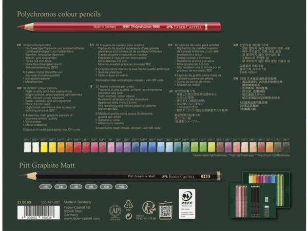 Faber Castell - Polychromos Colour Pensils & Pitt Graphite Matt Drawing Set 40-teilig