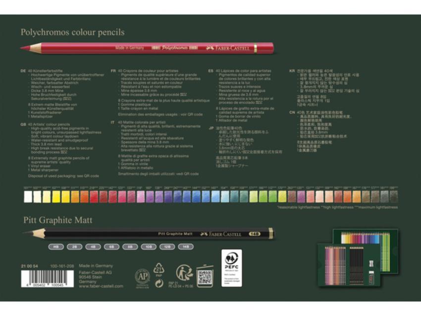 Faber Castell - Polychromos Colour Pensils & Pitt Graphite Matt Drawing Set 50-teilig