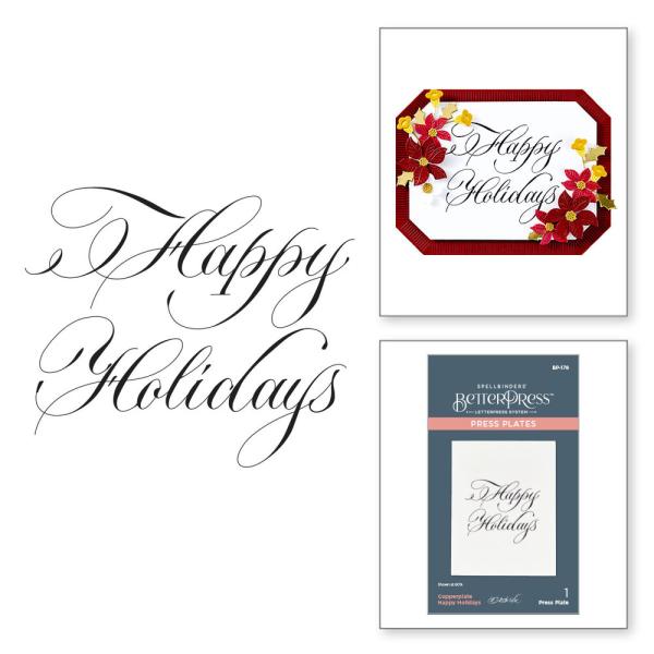 Spellbinders - Buchdrucktechnik "Copperplate Happy Holidays" BetterPress Plate