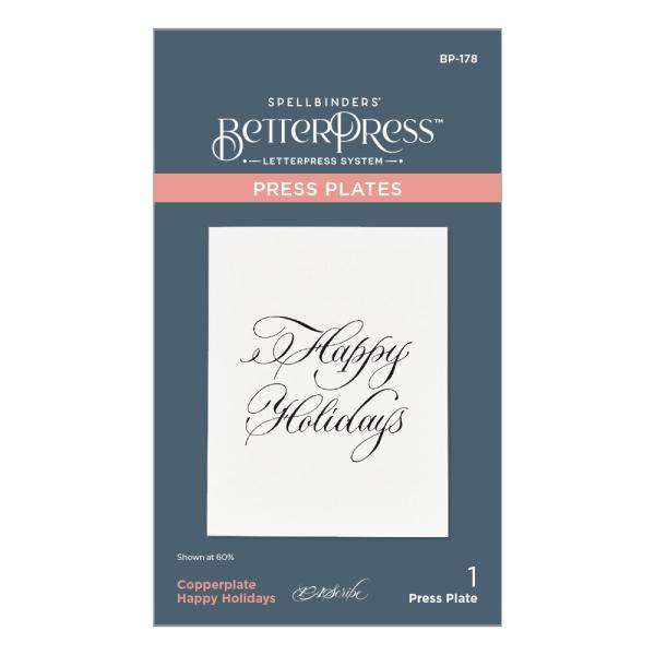 Spellbinders - Buchdrucktechnik "Copperplate Happy Holidays" BetterPress Plate