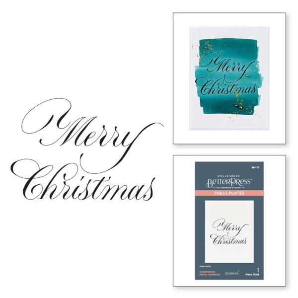 Spellbinders - Buchdrucktechnik "Copperplate Merry Christmas" BetterPress Plate