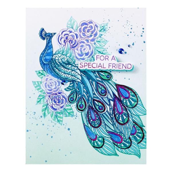 Spellbinders - Buchdrucktechnik "Elegant Peacock" BetterPress Plate & Dies