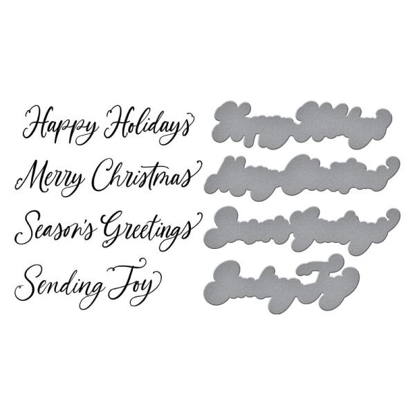 Spellbinders - Buchdrucktechnik "Sending Joy Sentiments" BetterPress Plate & Dies