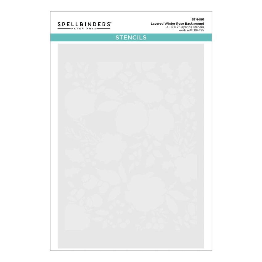 Spellbinders - Buchdrucktechnik "Winter Rose Background Bundle" BetterPress Plate & Stencil